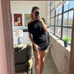 Liviana Conti Black Off-Shoulder Mini Dress